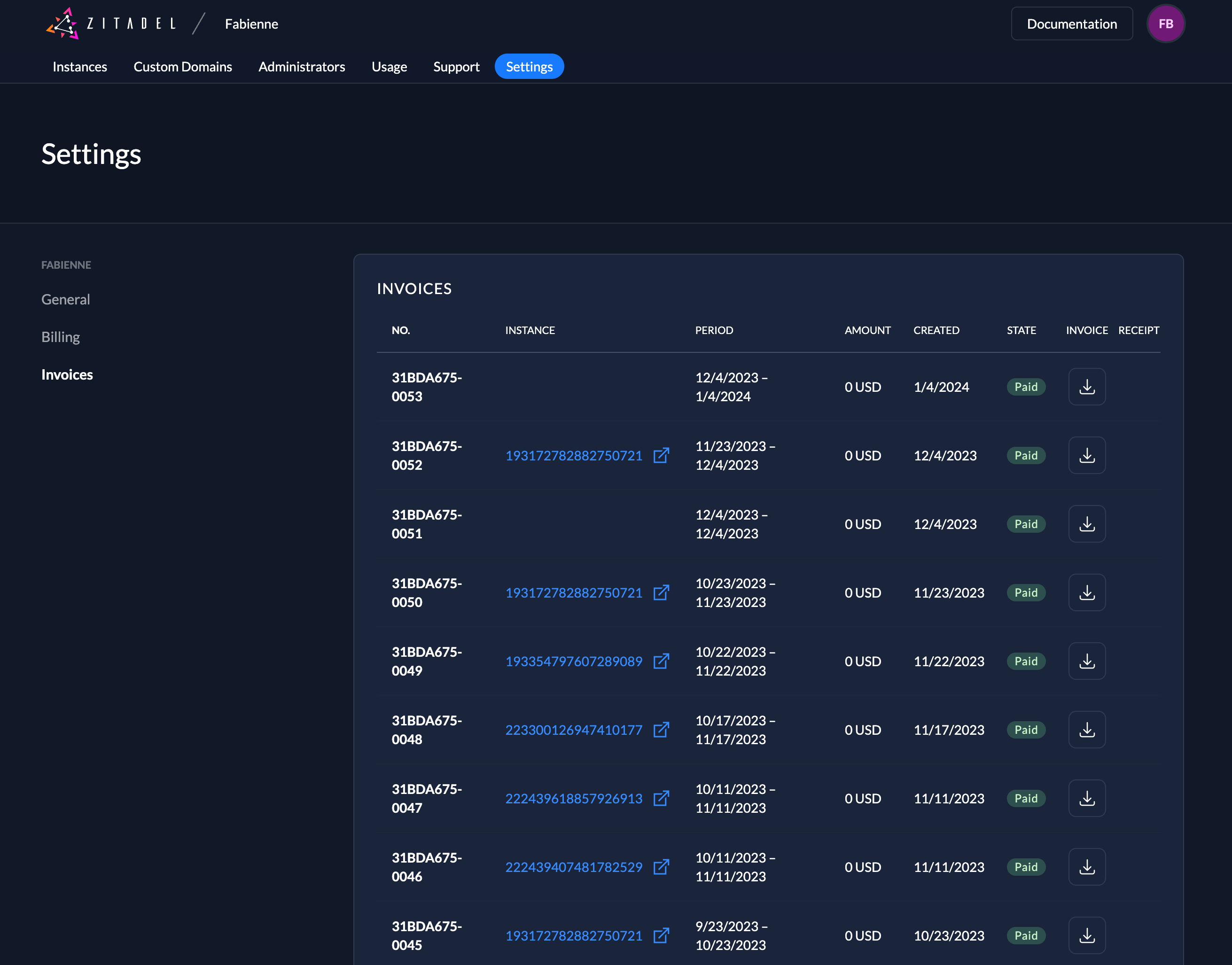 Customer Portal INvoices